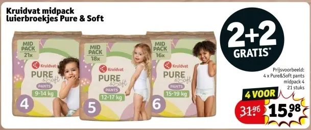 Promotie: Kruidvat midpack luierbroekjes Pure & Soft