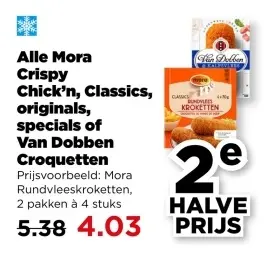 Aanbieding: Alle Mora Crispy Chick'n, Classics, originals, specials of Van Dobben Croquetten