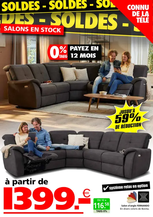 Offre: Salon d'angle FERNANDO