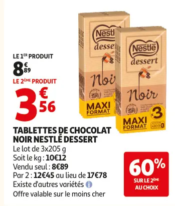 Promotie: Tablettes de chocolat noir