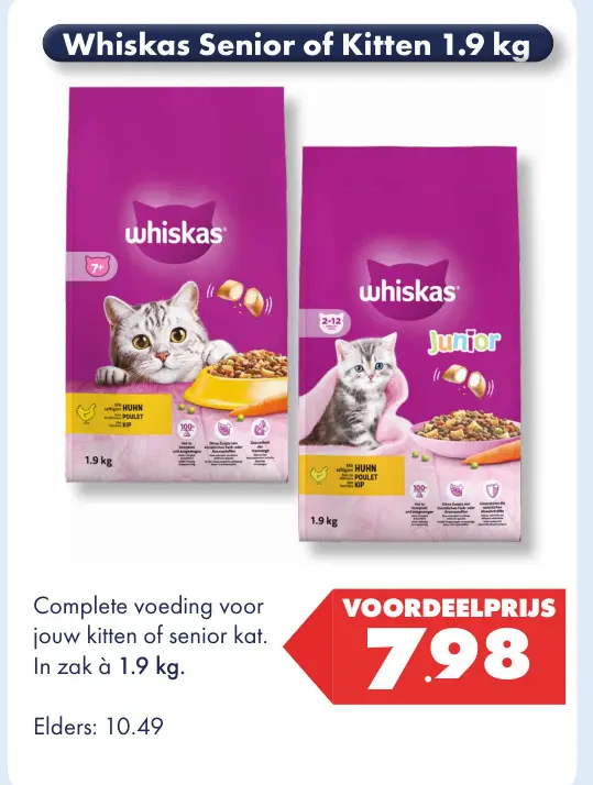 Aanbieding: Whiskas Senior of Kitten