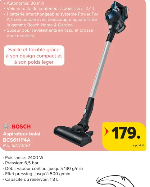 Offre: Aspirateur-balai BCS611P4A
