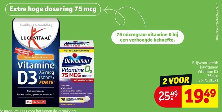 Aanbieding: Davitamon Vitamine D3 75mcg