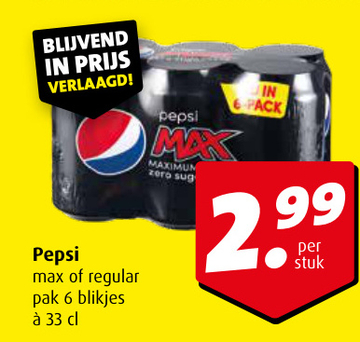 Aanbieding: Pepsi max of regular 