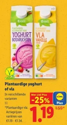 Aanbieding: Plantaardige yoghurt of vla