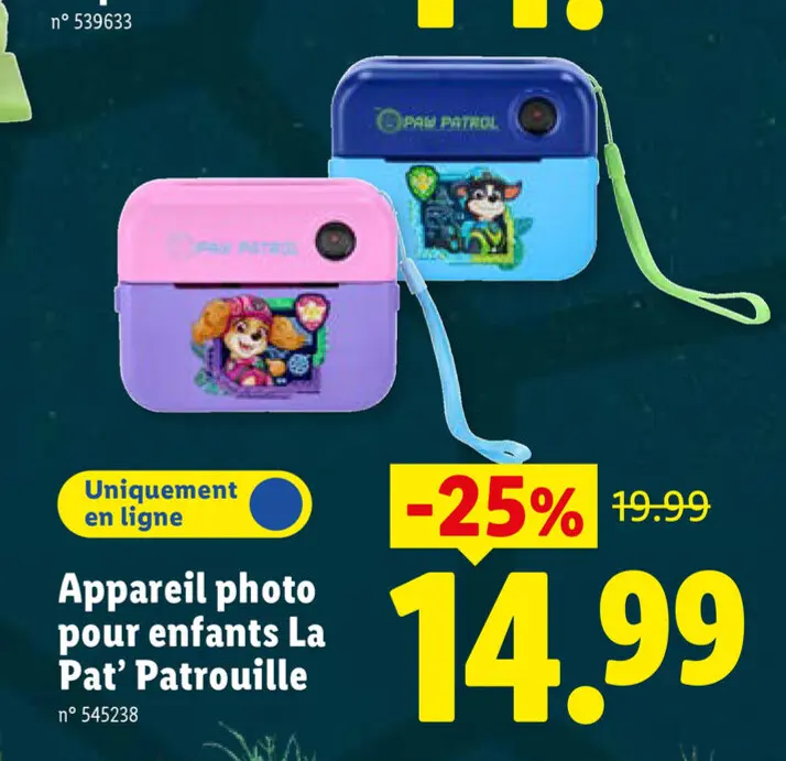 Offre: Appareil photo pour enfants La Pat' Patrouille