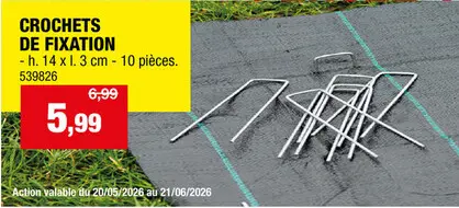 Offre: Nature Agrafes de fixation pour toile de paillage 14cm 10 pièces