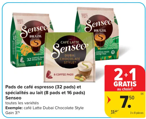 Offre: Pads de café espresso et spécialités au lait