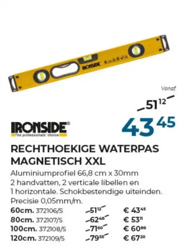 Promotie: Rechthoekige waterpas magnetisch xxl