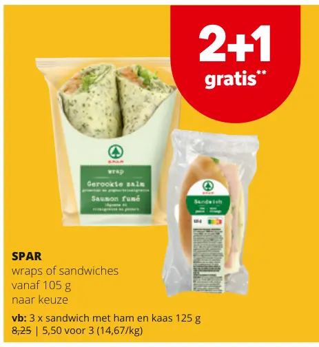 Promotie: wraps of sandwiches