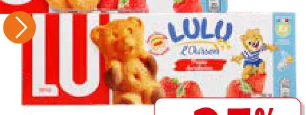 Offre: LULU L'Ourson Fraise, Chocolat ou Lait 5 x 30 g ou La Barquette Fraise 120 g