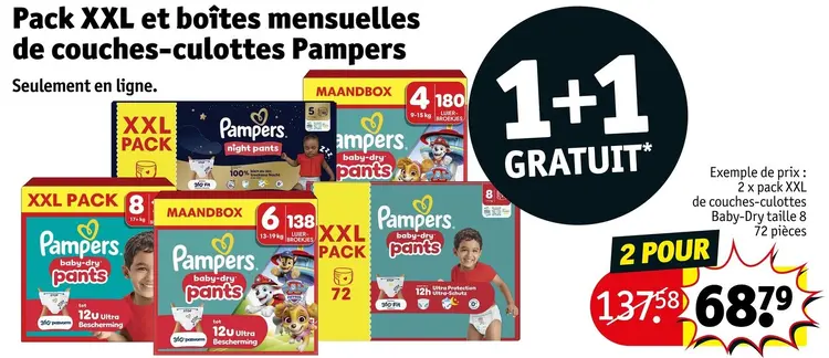 Offre: Pack XXL et boîtes mensuelles de couches-culottes