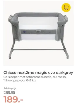 Aanbieding: Chicco next2me magic evo darkgrey