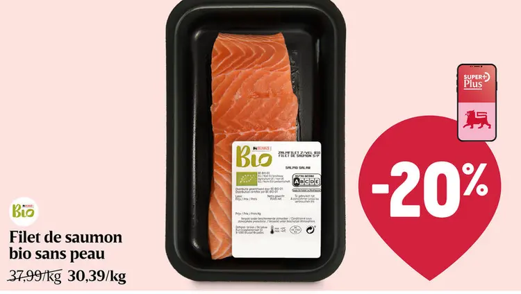 Offre: Filet de saumon bio sans peau