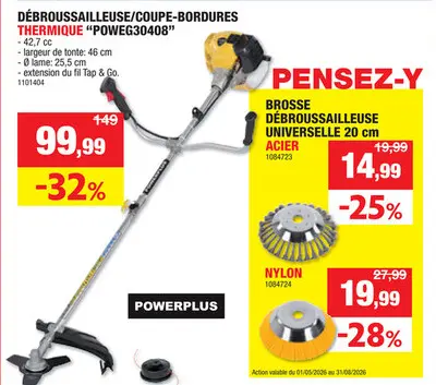 Offre: Powerplus EG POWEG30408 débroussailleuse thermique 42,7cc
