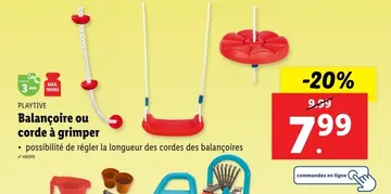 Offre: Balancoire ou corde a grimper