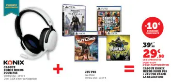 Offre: Casque KONIX nexus pour ps5 + jeu ps5
