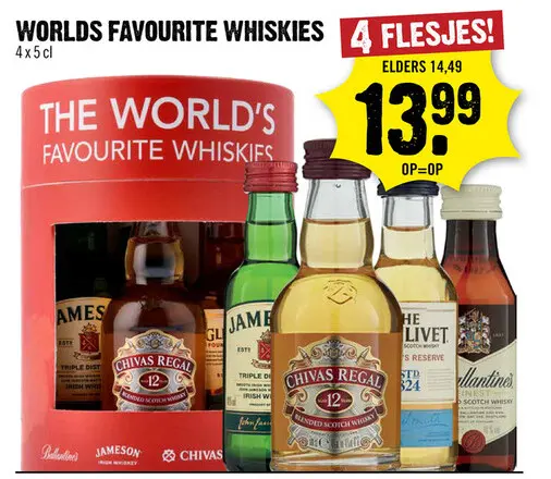 Aanbieding: Worlds Faourite Whiskies 4x5cl
