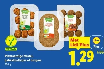 Aanbieding: Plantaardige falafel, gehaktballetjes of burgers