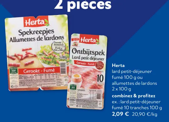 Offre: Lard petit-déjeuner fumé ou allumettes de lardons
