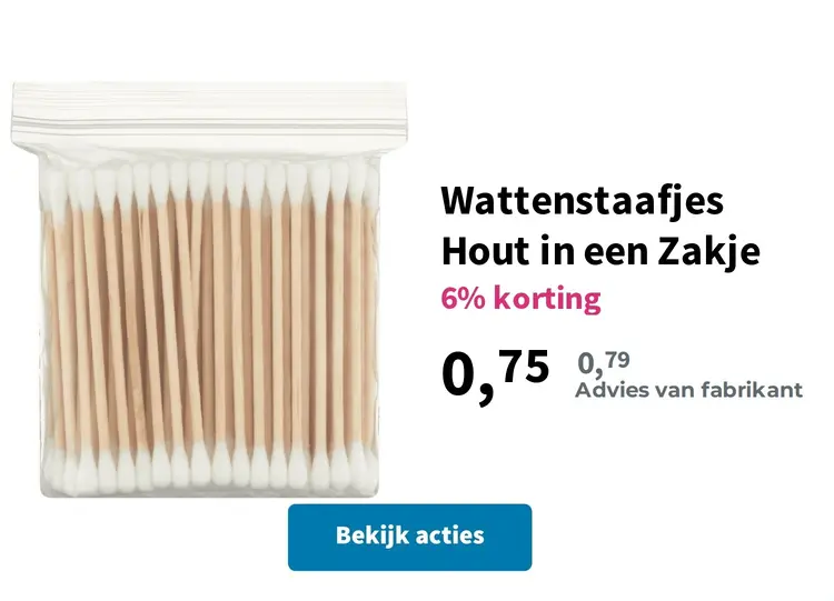 Promotie: Wattenstaafjes Hout in een Zakje