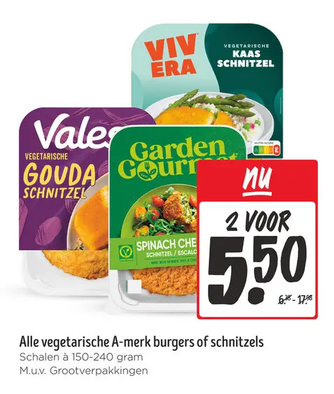 Aanbieding: Vegetarische A-merk burgers of schnitzels