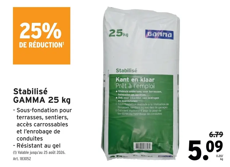 Offre: Stabilisé
