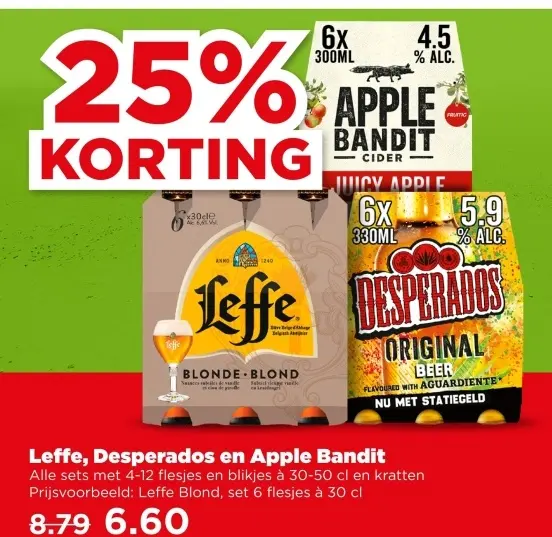 Aanbieding: Leffe, Desperados en Apple Bandit