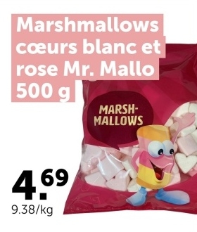 Offre: Marshmallows coeurs blanc et rose