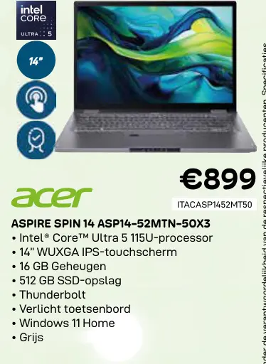 Promotie: Acer aspire spin 14 asp14-52mtn-50x3