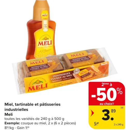 Offre: Miel, tartinable et pâtisseries industrielles
