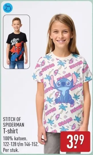 Aanbieding: STITCH OF SPIDERMAN T-shirt