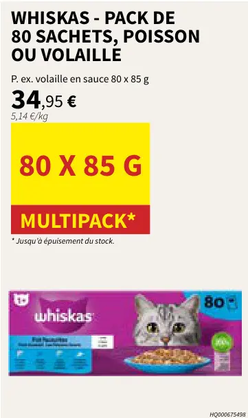 Offre: Pack de sachets, poisson ou volaille