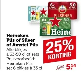 Aanbieding: Heineken Pils of Silver of Amstel Pils