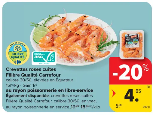 Offre: Crevettes roses cuites