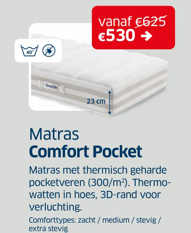 Promotie: Matras Comfort Pocket