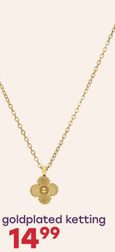 Aanbieding: Stalen goldplated ketting met klaver