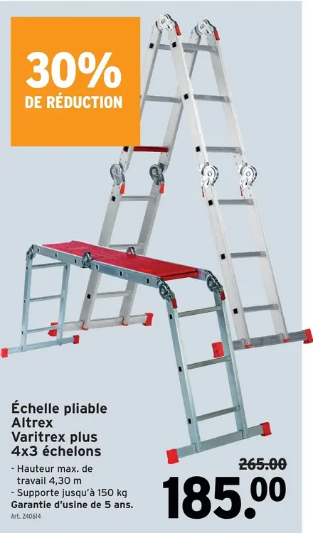 Offre: Échelle pliable Varitrex plus 4x3 échelons