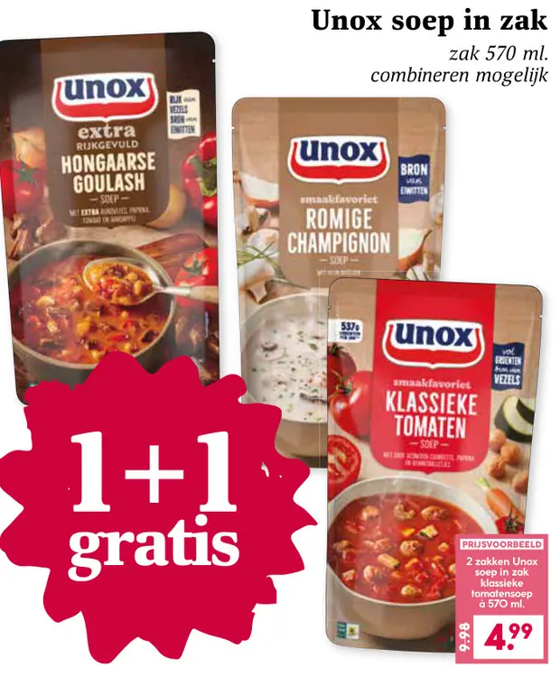 Aanbieding: Unox soep in zak