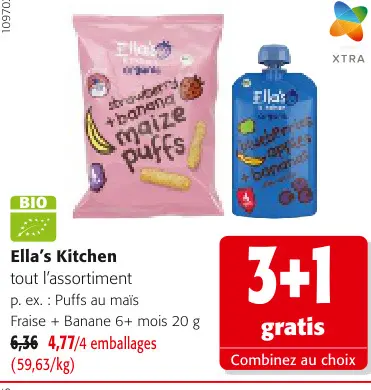 Offre: Puffs au maïs Fraise + Banane