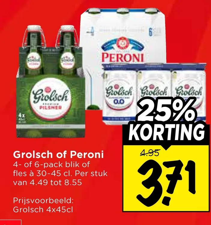 Aanbieding: Grolsch or Peroni
