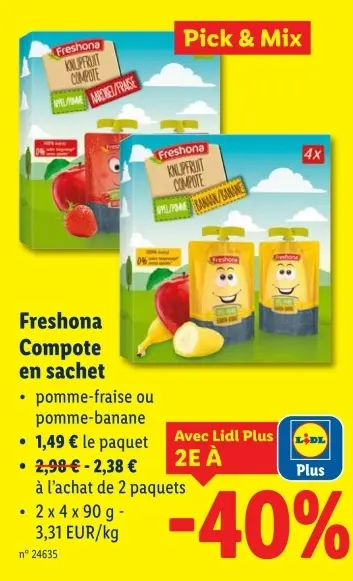 Offre: Compote en sachet