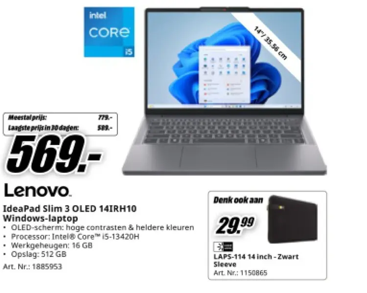 Aanbieding: IdeaPad Slim 3 OLED 14IRH10 Windows-laptop