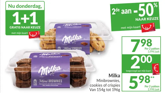 Promotie: Milka Minibrownies, cookies of crispies