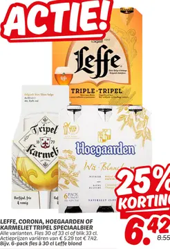 Aanbieding: Leffe, Corona, Hoegaarden of Karmeliet tripel speciaalbier