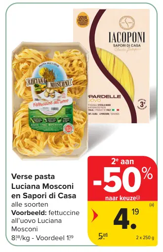 Promotie: Verse pasta Luciana Mosconi en Sapori di Casa