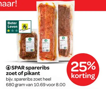 Aanbieding: SPAR spareribs zoet of pikant