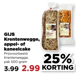 Aanbieding: GIJS Krentenwegge, appel- of kaneelcake