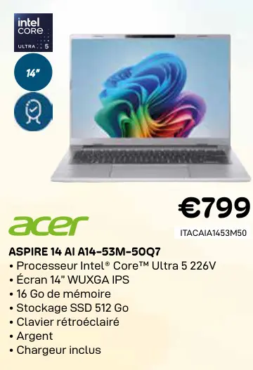 Offre: Aspire 14 ai a14-53m-50q7