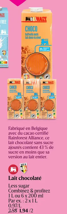 Offre: Lait chocolaté